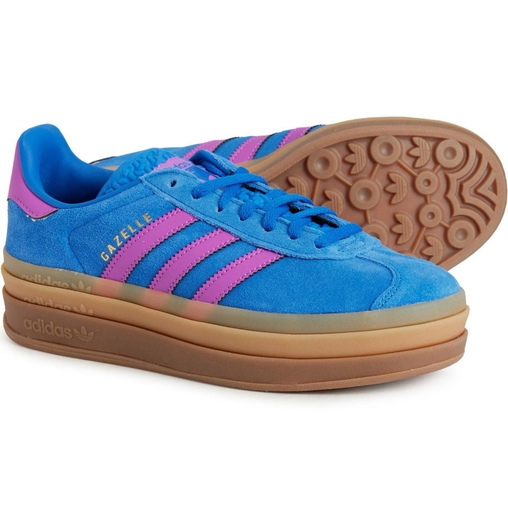 Adidas Gazelle Women's Blue and Pink Platform Sneakers